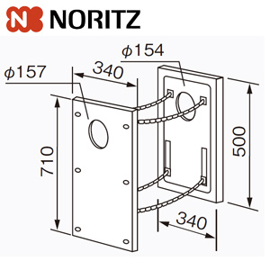 BF給湯器取替アダプター[120B][対応壁厚100〜300mm][給湯器部材]