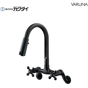 洗面用蛇口[壁][ツーハンドル混合栓][スパウト184mm][泡沫][シャワー付][一般地][マットブラック]