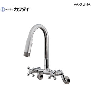 洗面用蛇口[壁][ツーハンドル混合栓][スパウト184mm][泡沫][シャワー付][一般地]