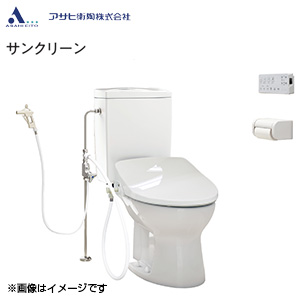 簡易水洗トイレセット サンクリーン+サンウォッシュ[手洗い無し][壁給水][リモコンタイプ][ラブリーホワイト]