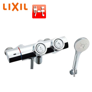 ●浴室用蛇口[壁][洗い場専用][サーモスタット付シャワーバス混合水栓][エコアクアシャワーSPA][めっき][プッシュ式][一般地]