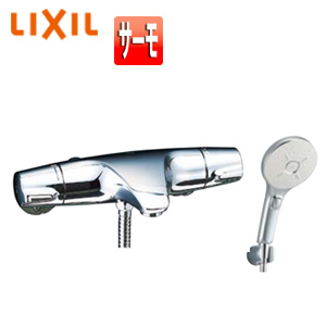 浴室用蛇口 ジュエラ[壁][洗い場専用][サーモスタット付シャワーバス混合水栓][エコアクアスイッチシャワーSPA][めっき][吐水口87mm][一般地]