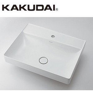 洗面器単品[デュラビット][DuraSquare][ハーフベッセル式][半埋込][角形][600×470][水栓取付穴径:φ35][中央1ヶ所][専用排水上部セット付]