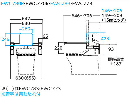 TOTO　手すり　背もたれ　美品　ほぼ新品 EWC783｜TOTO｜肘掛け手すり[壁固定][はね上げタイプ][背もたれ付][大