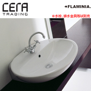 洗面器単品[フラミニア社][ヌーダ][ベッセル式][壁掛式][楕円形][600×545][水栓取付穴径:φ35][中央1ヶ所][ホワイト]