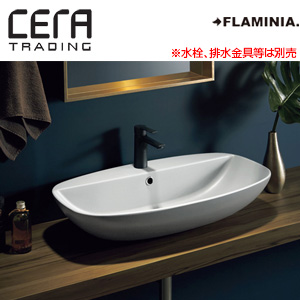 洗面器単品[フラミニア社][ヌーダスリム][ベッセル式][楕円形][760×445][水栓取付穴径:φ35][中央1ヶ所][マットホワイト]