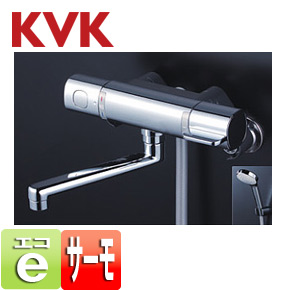 浴室用蛇口[壁][浴槽・洗い場兼用][サーモスタット付シャワーバス混合水栓][eシャワー][めっきワイドシャワーヘッド付][一般地]