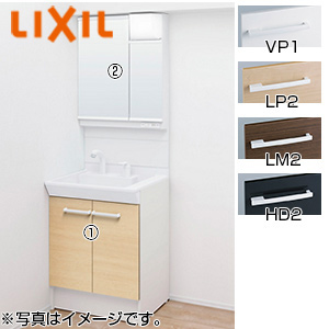 洗面化粧台セット オフトフィット[間口600mm][扉タイプ][シングルレバー洗髪シャワー水栓][上下昇降式排水栓][2面鏡][LED]