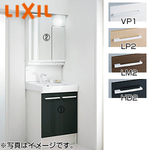 洗面化粧台セット オフト[間口600mm][扉タイプ][シングルレバー洗髪シャワー水栓][プッシュワンウェイ式][アジャストミラー][2面鏡][LED]