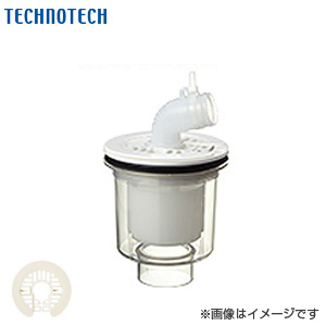 防水パン用排水トラップ[T.Eトラップ][縦型][TPD・TPW用][本体:透明][目皿:アイボリーホワイト][洗面部材]