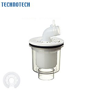 防水パン用排水トラップ[T.Eトラップ][縦型][TPD・TPW用][本体:透明][目皿:ニューホワイト][洗面部材]