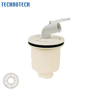 防水パン用排水トラップ[T.Tトラップ][縦型][本体:アイボリーホワイト][目皿:アイボリーホワイト][洗面部材]