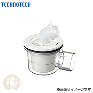 防水パン用排水トラップ[T.Eトラップ][横型][TPD・TPW用][本体:透明][目皿:アイボリーホワイト][洗面部材]