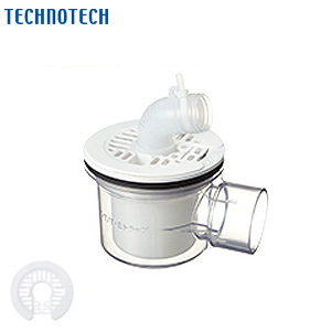 防水パン用排水トラップ[T.Eトラップ][横型][TPD・TPW用][本体:透明][目皿:ニューホワイト][洗面部材]