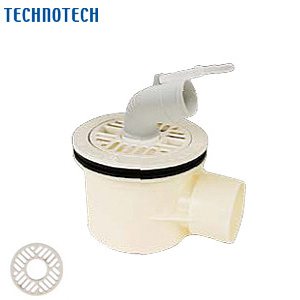 防水パン用排水トラップ[T.Tトラップ][横型][本体:アイボリーホワイト][目皿:アイボリーホワイト][洗面部材]