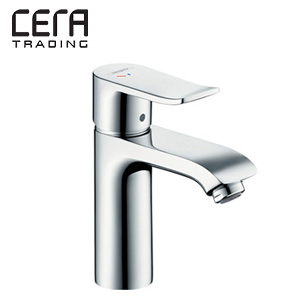 洗面用蛇口[ハンスグローエ社][メトリスクE2][台][シングルレバー混合水栓][スパウト116mm][吐水口高さ100mm][泡沫][引棒付][クロム][一般地]