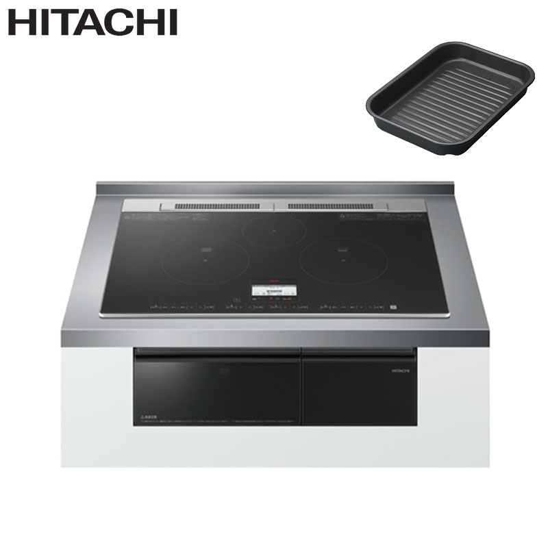 IHクッキングヒーター N8ATシリーズ[75cm][3口IH][マルチグリル][ブラック][鉄・ステンレス対応][30A][単相200V][ラク旨グリル]