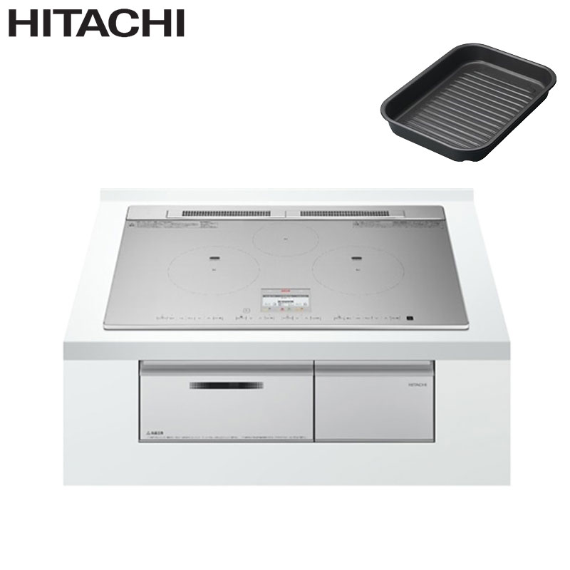 IHクッキングヒーター N8ATシリーズ[75cm][3口IH][マルチグリル][シルバー][鉄・ステンレス対応][30A][単相200V][ラク旨グリル]