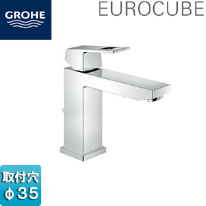 ●洗面用蛇口 ユーロキューブ[台][シングルレバー洗面混合水栓][クローム][引棒付][一般地]