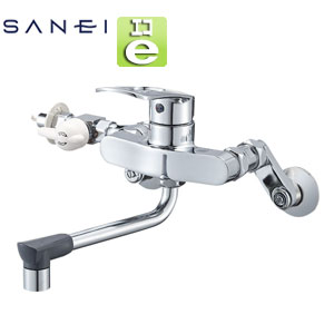 キッチン用蛇口[壁][シングル分岐混合水栓][プラスエコ][整流][スパウト190mm][一般地]