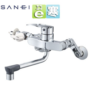 キッチン用蛇口[壁][シングル分岐混合水栓][プラスエコ][整流][スパウト190mm][寒冷地]