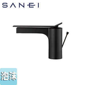 ●洗面用蛇口 SUTTO[台][シングルレバー混合水栓][泡沫][ポップアップ式][スパウト170mm][引棒付][マットブラック][寒冷地]