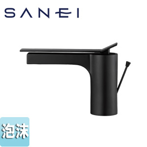 ●洗面用蛇口 SUTTO[台][シングルレバー混合水栓][スパウト170mm][泡沫][ポップアップ式][引棒付][マットブラック][一般地]