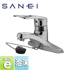 洗面用蛇口[台][シングルレバー混合水栓][エコ位置クリック][スパウト118mm][泡沫][ゴム栓付][一般地]