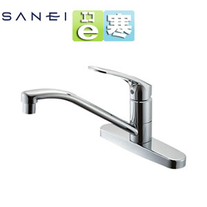 キッチン用蛇口 U-MIX[台][シングル台付混合水栓][プラスエコ][整流][スパウト258mm][湯水芯203mm][寒冷地]