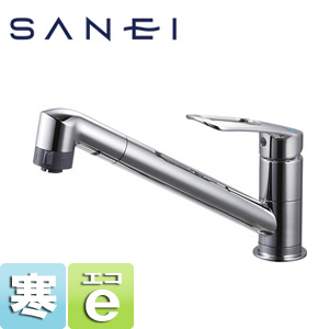 キッチン用蛇口[台][シングルレバー混合水栓][スパウト回転][吐水(シャワー)][エコ位置クリック][スパウト261mm][寒冷地]