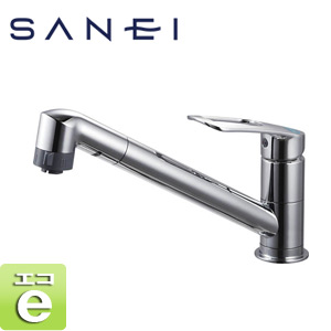 キッチン用蛇口[台][シングルレバー混合水栓][スパウト回転][吐水(シャワー)][エコ位置クリック][スパウト261mm][一般地]