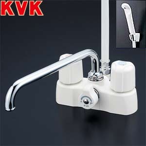 浴室用蛇口 KF2008シリーズ[台][浴槽・洗い場兼用][シャワーバス付2ハンドル混合水栓][可変ピッチ式][首長220mm][固定こま][一般地]