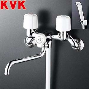 浴室用蛇口[壁][浴槽・洗い場兼用][2ハンドルシャワー][300mmパイプ付][一般地]