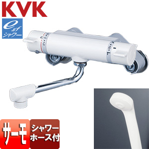 浴室用蛇口[壁][サーモスタット付シャワー][150mmパイプ付][ホワイト][一般地]