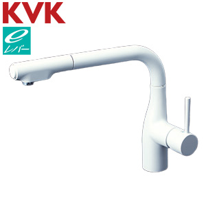 キッチン用蛇口[台][シングルレバー式シャワー付混合栓][水受けトレー付][eレバー][マットホワイト][一般地]