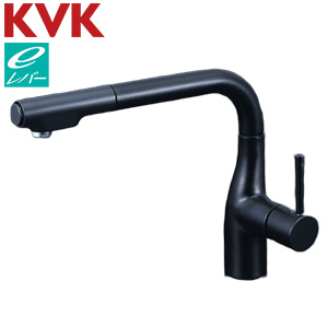キッチン用蛇口[台][シングルレバー式シャワー付混合栓][水受けトレー付][eレバー][マットブラック][寒冷地]