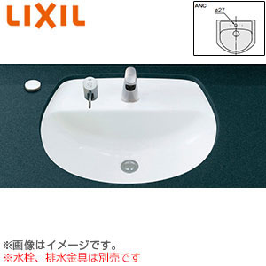 洗面器単品[アンダーカウンター式][楕円形][水栓取付穴径:φ27][中央1ヶ所]