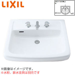 洗面器単品[オーバーカウンター式][セルフリミング式][大形][水栓取付穴径:φ27][右側1ヶ所]