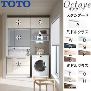 ●洗面化粧台セット オクターブ[間口1650mm][高さ2300mm][3wayキャビネット][シャワー水栓][きれい除菌水][F2][スウィング3面鏡][タッチレスワイドLED][エコミラー][ウォールキャビネット][一般地]