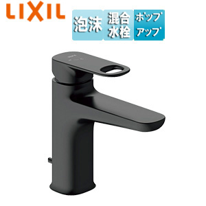 洗面用蛇口 デュアラ[台][エコハンドル][シングルレバー混合水栓][排水栓あり][ポップアップ式（ワイヤータイプ）対応][泡沫][一般地][ブラック]