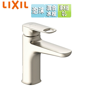 洗面用蛇口 デュアラ[台][エコハンドル][シングルレバー混合水栓][排水栓なし][泡沫][一般地][シャインニッケル]