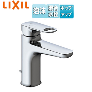 洗面用蛇口 デュアラ[台][エコハンドル][シングルレバー混合水栓][排水栓あり][ポップアップ式（ワイヤータイプ）対応][泡沫][一般地][クロム]