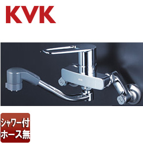 キッチン用蛇口[壁][シングルレバー混合水栓][首長200mm][上向パイプ][固定シャワーヘッド][一般地]