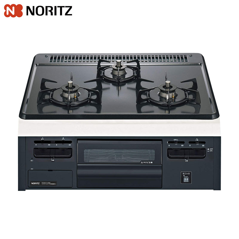 【SALE】ビルトインガスコンロ メタルトップ[60cm][乾電池][ホーロートップ:グレー][前面パネル:ブラック][ごとく:スノーブラックホーロー]