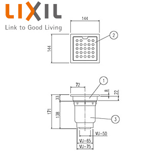 浴室排水ユニット[ステンレス][非防水層タイプ][横引きトラップ][長さ1200タイプ][浴槽部材]