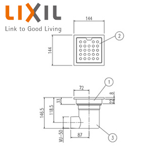 浴室排水ユニット[ステンレス][非防水層タイプ][横引きトラップ][長さ1200タイプ][浴槽部材]