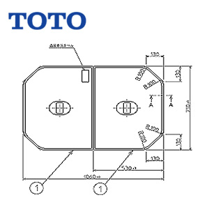 ふろふた[組みふた][2枚組][1060mm×710mm][ホワイト][ネオマーブバス用][ニューグライトバス用][洗い場付き浴槽用][浴槽部材]