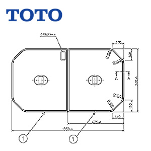 ふろふた[組みふた][2枚組][1350mm×760mm][ホワイト][ネオマーブバス用][ポリバス用][浴槽部材]