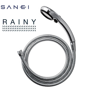 シャワーヘッドセット[レイニーメタリック][ストップ][ホース][長さ1.6m]