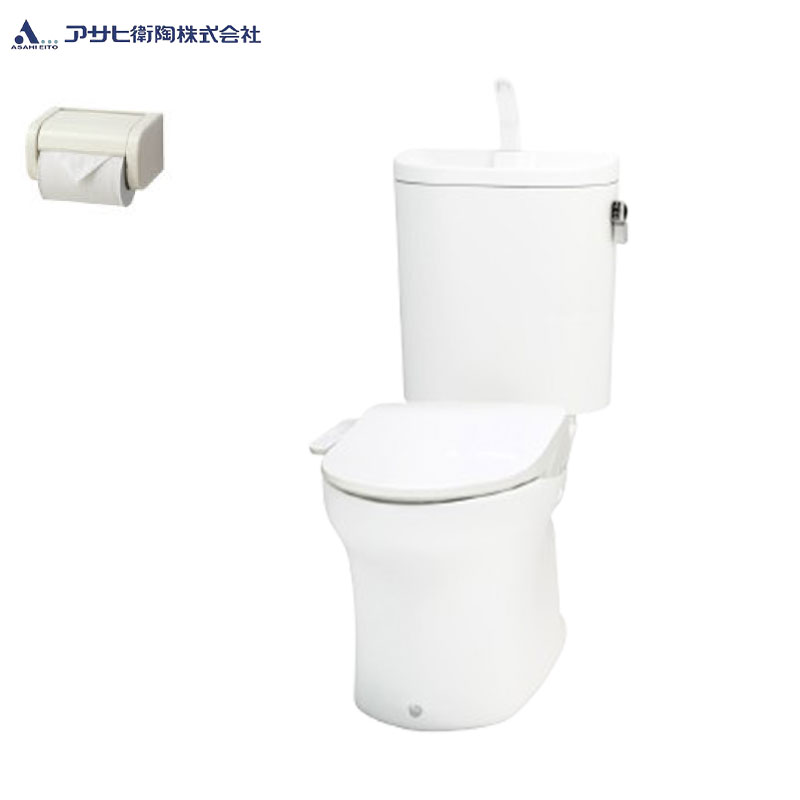 組み合わせトイレセット エディ848+サンウォッシュ[床:排水芯200mm][手洗い有り][紙巻器付][袖付きタイプ][ラブリーホワイト]